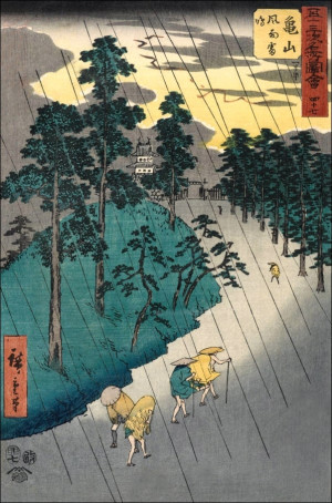 Kameyama Wind, Rain and Thunder, Hiroshige Ando - plakat Wymiar do wyboru: 40x50 cm