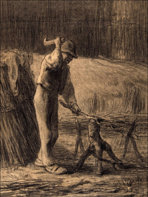 Woodcutter Trimming Faggots, Jean-François Millet - plakat Wymiar do wyboru: 70x100 cm