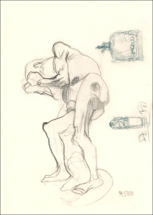 Study of a Nude Old Woman Clenching Her Fists, and Two Decorative Objects, Gustav Klimt - plakat Wymiar do wyboru: 60x80 cm
