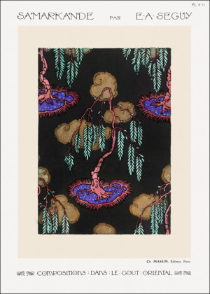 Tree pochoir pattern in oriental style, E. A. Séguy -  plakat Wymiar do wyboru: 50x70 cm