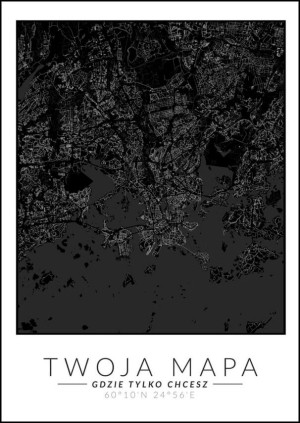 Mapa Twojego miasta czarna - plakat Wymiar do wyboru: 59,4x84,1 cm