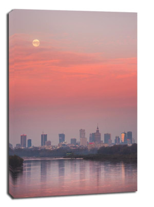 Warszawa Zachodzący księżyc - obraz na płótnie Wymiar do wyboru: 90x120 cm