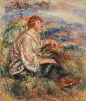 Woman in Tulle Blouse and Black Skirt, Auguste Renoir - plakat Wymiar do wyboru: 29,7x42 cm