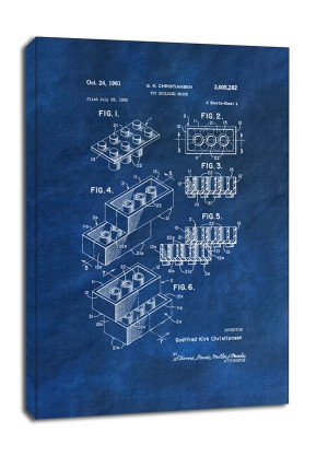 Patent, Lego 1961 Niebieskie - obraz na płótnie Wymiar do wyboru: 20x30 cm