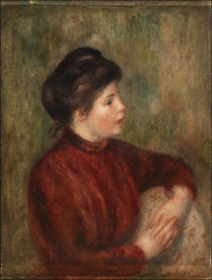 Woman Leaning on a Chair, Auguste Renoir - plakat Wymiar do wyboru: 70x100 cm