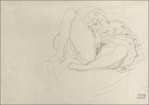 Reclining Nude with Drapery, Gustav Klimt - plakat Wymiar do wyboru: 84,1x59,4 cm