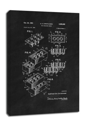 Patent, Lego 1961 Czarne - obraz na płótnie Wymiar do wyboru: 60x80 cm