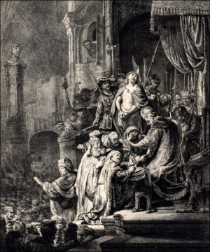 Christ Before Pilate Large Plate, Rembrandt - plakat Wymiar do wyboru: 61x91,5 cm