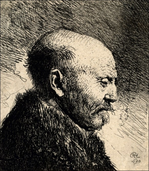 A Bald Man in Profile, Rembrandt - plakat Wymiar do wyboru: 61x91,5 cm