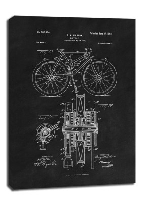Patent Mechanizm Rowerowy Projekt z 1902, black - obraz na płótnie Wymiar do wyboru: 90x120 cm