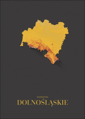 Dolny Śląsk mapa złota - plakat Wymiar do wyboru: 29,7x42 cm