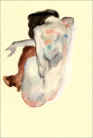 Crouching Nude in Shoes and Black Stockings, Back View, Egon Schiele - plakat Wymiar do wyboru: 20x30 cm