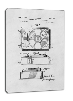 Patent, Gramofon z 1950 - obraz na płótnie Wymiar do wyboru: 60x80 cm