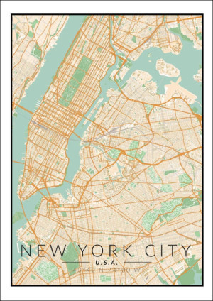 Nowy Jork mapa kolorowa - plakat Wymiar do wyboru: 61x91,5 cm