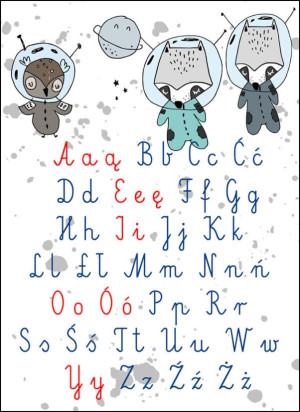 Alfabet Montessori kosmos - plakat Wymiar do wyboru: 50x70 cm