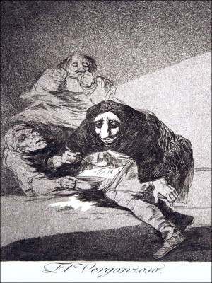 Plate 54 from Los Caprichos- The shamefaced one (El Vergonzoso, Francisco Goya - plakat Wymiar do wyboru: 21x29,7 cm