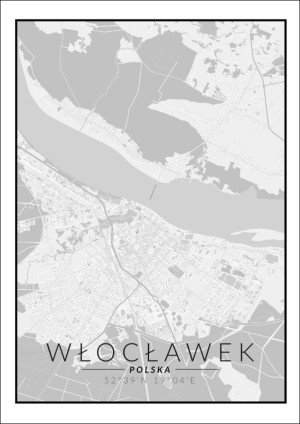 Włocławek mapa czarno biała - plakat Wymiar do wyboru: 40x60 cm