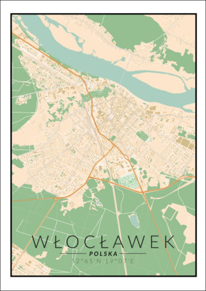 Włocławek mapa kolorowa - plakat Wymiar do wyboru: 50x70 cm
