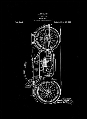 Patent Motocykl Projekt 1919 - retro plakat Wymiar do wyboru: 21x29,7 cm