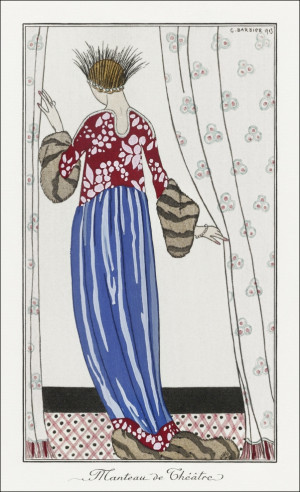 Costumes Parisiens, No. 71: Manteau de Théâtre from Journal des Dames et des Modes, George Barbier - plakat Wymiar do wyboru: 30x40 cm