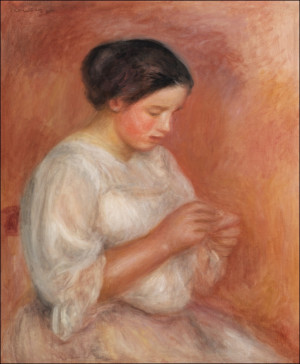 Woman Sewing, Auguste Renoir - plakat Wymiar do wyboru: 21x29,7 cm