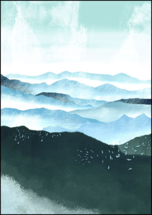 Wzgórza, ptaki - plakat Wymiar do wyboru: 42x59,4 cm