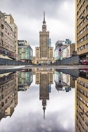 Pałac Kultury w Lustrze - plakat premium Wymiar do wyboru: 30x45 cm