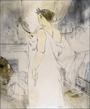 Looking in a Mirror, Henri de Toulouse-Lautrec - plakat Wymiar do wyboru: 30x40 cm