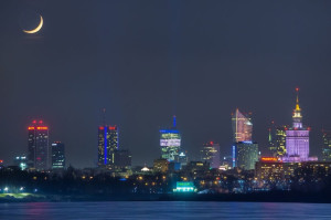 Warszawa Księżyc Sierp - plakat premium Wymiar do wyboru: 29,7x21 cm
