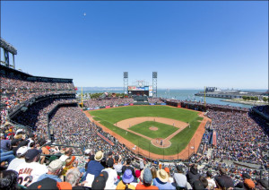 San Francisco Giants baseball team plays the Chicago Cubs at AT&T Ball Park in San Francisco, Carol Highsmith - plakat Wymiar do wyboru: 59,4x42 cm