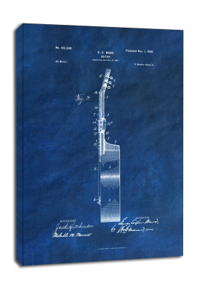 Patent, GC Ward Gitara Projekt z 1898 Niebieski - obraz na płótnie Wymiar do wyboru: 30x40 cm