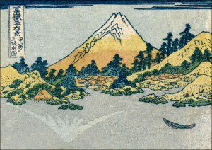 Reflection in Lake Misaka, Kai Province, Hokusai - plakat Wymiar do wyboru: 91,5x61 cm