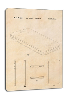 Patent, Iphone 2014 sepia - obraz na płótnie Wymiar do wyboru: 50x70 cm