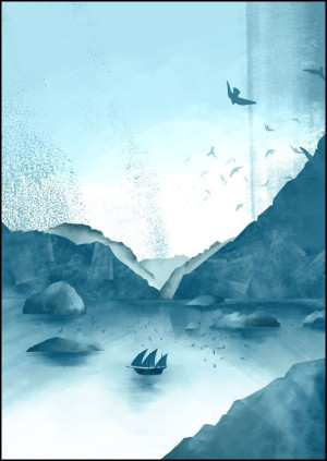 Wzgórza, Statek - plakat Wymiar do wyboru: 40x50 cm