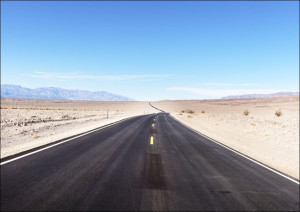 One of many long, straight, black roads in California's Death Valley., Carol Highsmith - plakat Wymiar do wyboru: 40x30 cm