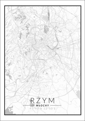 Rzym mapa czarno biała - plakat Wymiar do wyboru: 20x30 cm