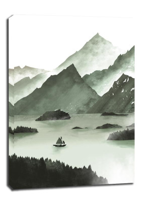 Wzgórza, żaglówka - obraz na płótnie Wymiar do wyboru: 70x100 cm