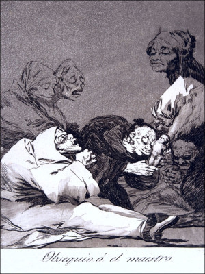 Plate 47 from Los Caprichos- A gift for the master (Obsequio á el maestro), Francisco Goya - plakat Wymiar do wyboru: 42x59,4 cm