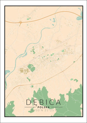 Dębica mapa kolorowa - plakat Wymiar do wyboru: 20x30 cm
