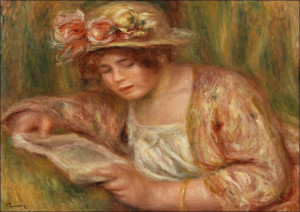 Andrée in a Hat, Reading, Auguste Renoir - plakat Wymiar do wyboru: 42x29,7 cm