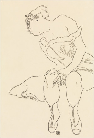 Naked lady. Seated Woman in Corset and Boots, Egon Schiele - plakat Wymiar do wyboru: 40x60 cm