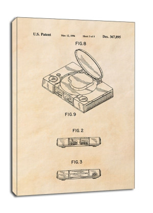 Patent, Konsola PlayStation 1996 sepia - obraz na płótnie Wymiar do wyboru: 70x100 cm