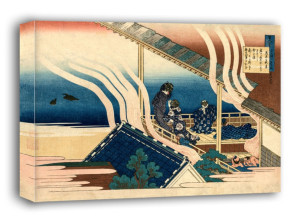 Poem by Fujiwara no Yoshitaka, Hokusai - obraz na płótnie Wymiar do wyboru: 80x60 cm
