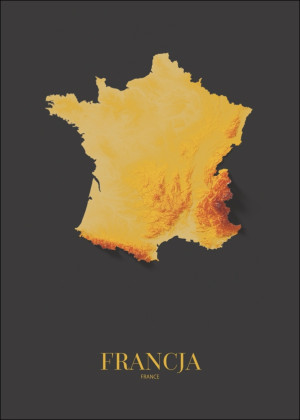 Francja mapa złota - plakat Wymiar do wyboru: 70x100 cm
