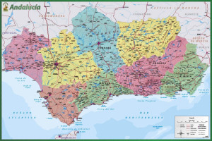 Hiszpania Andaluzja Mapa - plakat