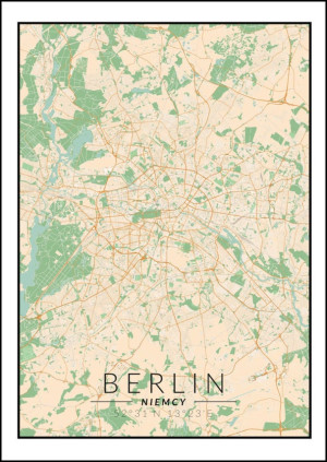 Berlin mapa kolorowa - plakat Wymiar do wyboru: 61x91,5 cm