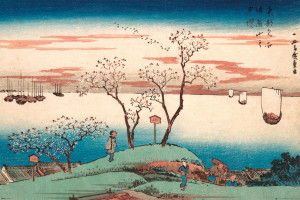 Hiroshige Ando Cherry Blossom at Gotengama - plakat