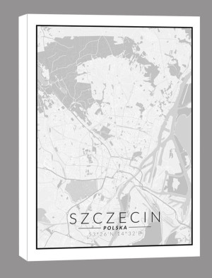 Szczecin mapa czarno biała - obraz na płótnie Wymiar do wyboru: 90x120 cm
