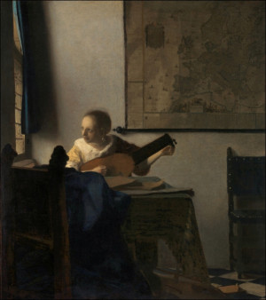 Young Woman with a Lute, Jan Vermeer - plakat Wymiar do wyboru: 40x60 cm