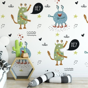 Tapeta dziecięca - cute monsters , rodzaj - próbka tapety 50x50cm